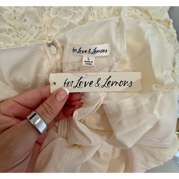 For Love & Lemons Belladonna Ivory Lace Mini Dress NWT - Size L - Picture 7 of 9